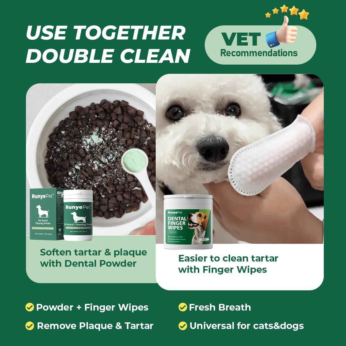 1-Larger Size Upgraded Pet Dental Finger Wipes for Dogs and Cats - Effective Oral Care Solution(副本)