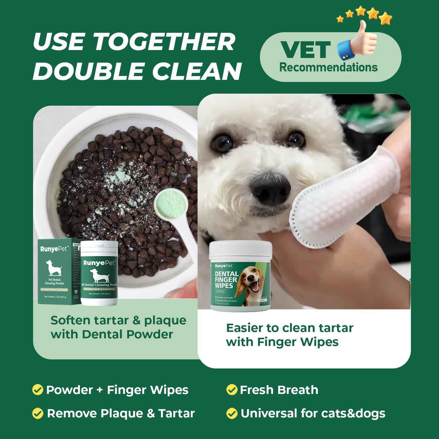 Pet dental finger wipes for dogs