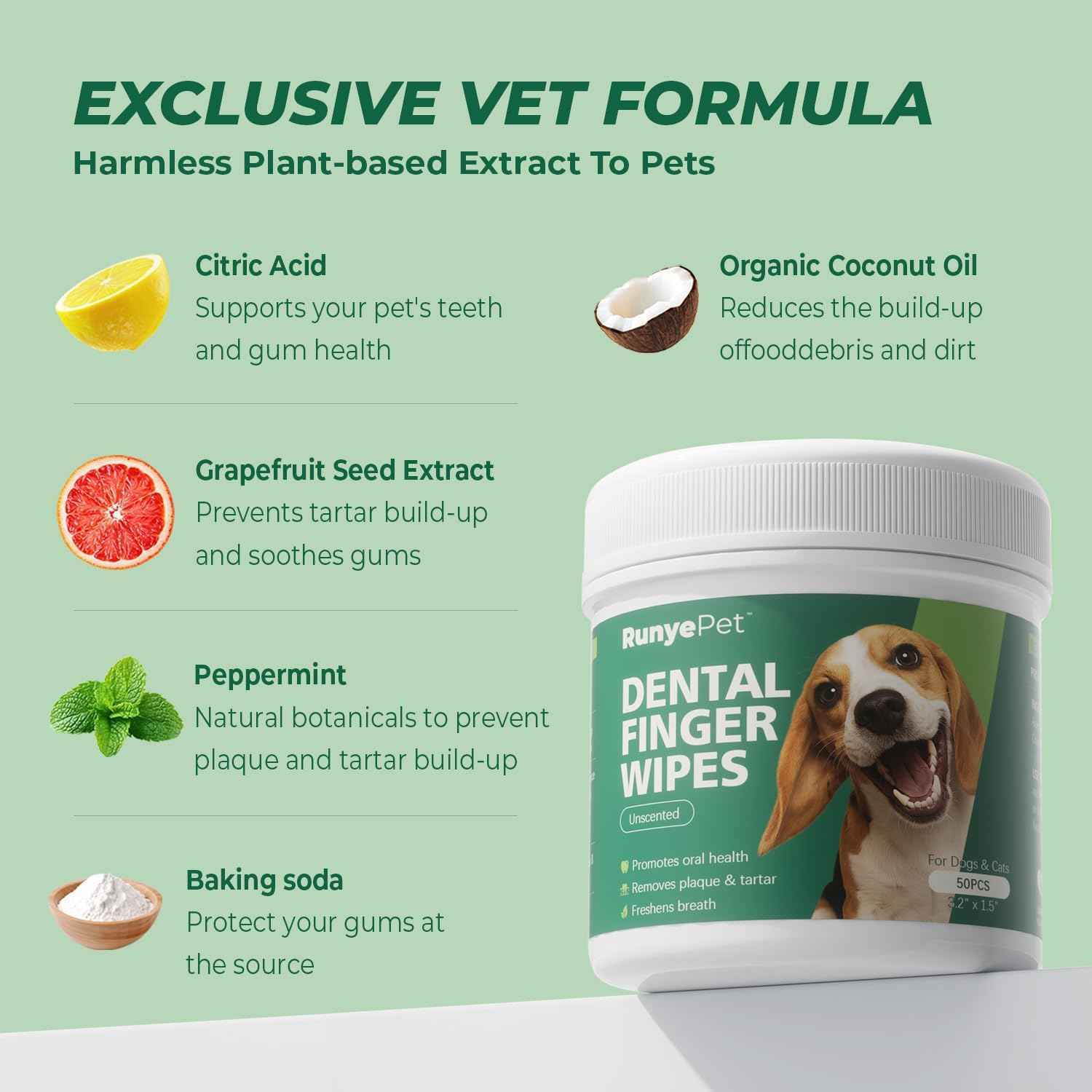 Pet dental finger wipes for dogs