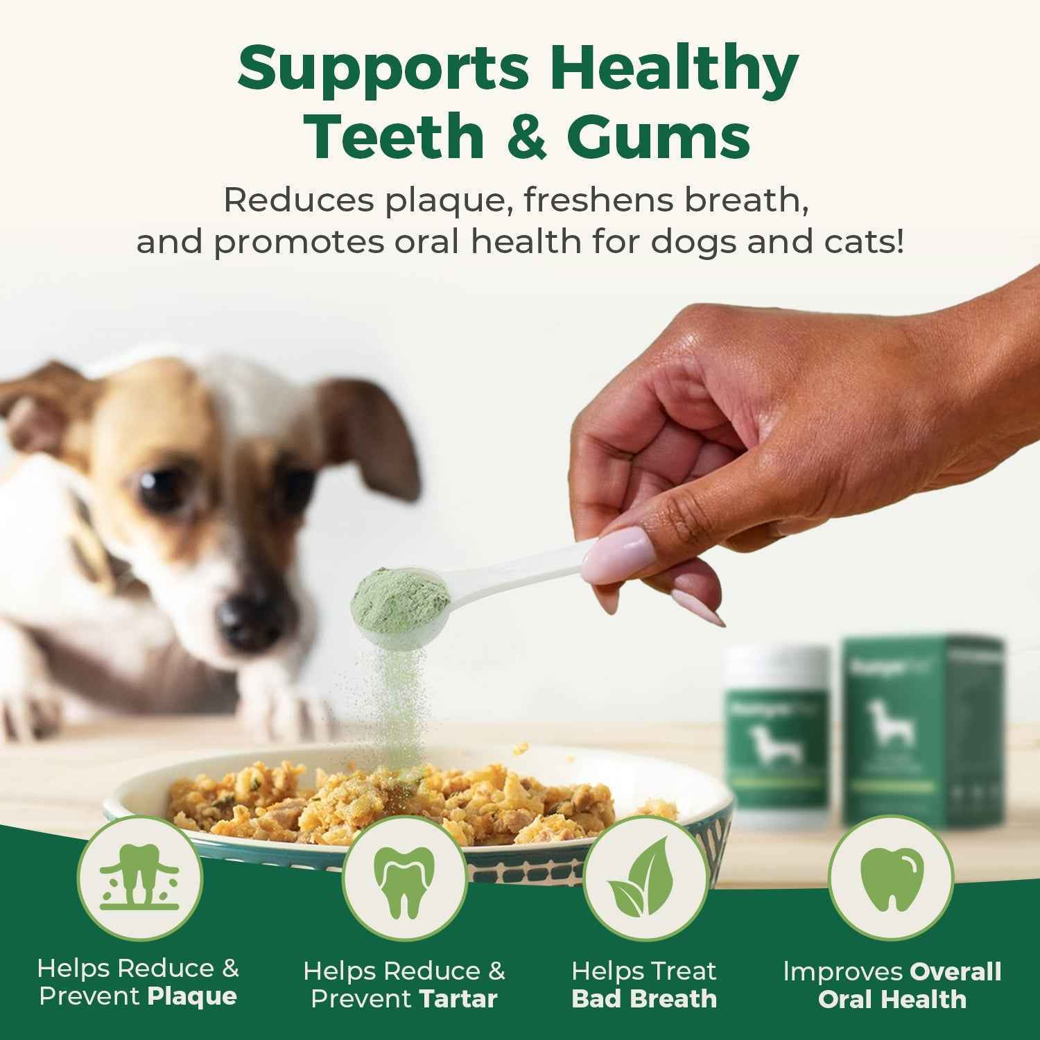 Dog Dental Powder (2 Pack, 90g) - Dog Teeth Cleaning Powder for Plaque and Tartar Remover - Natural Pet Oral Care for Fresh Breath & Gum Health - No Brushing Required - Safe for All Dogs