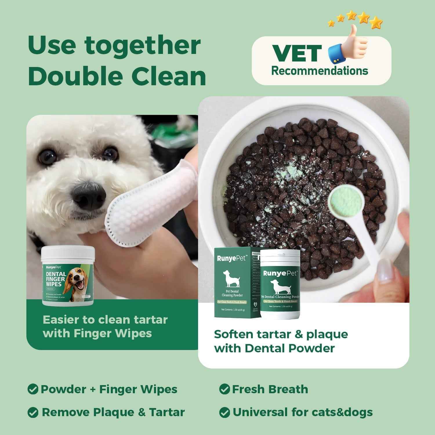 Dog Dental Powder (2 Pack, 90g) - Dog Teeth Cleaning Powder for Plaque and Tartar Remover - Natural Pet Oral Care for Fresh Breath & Gum Health - No Brushing Required - Safe for All Dogs