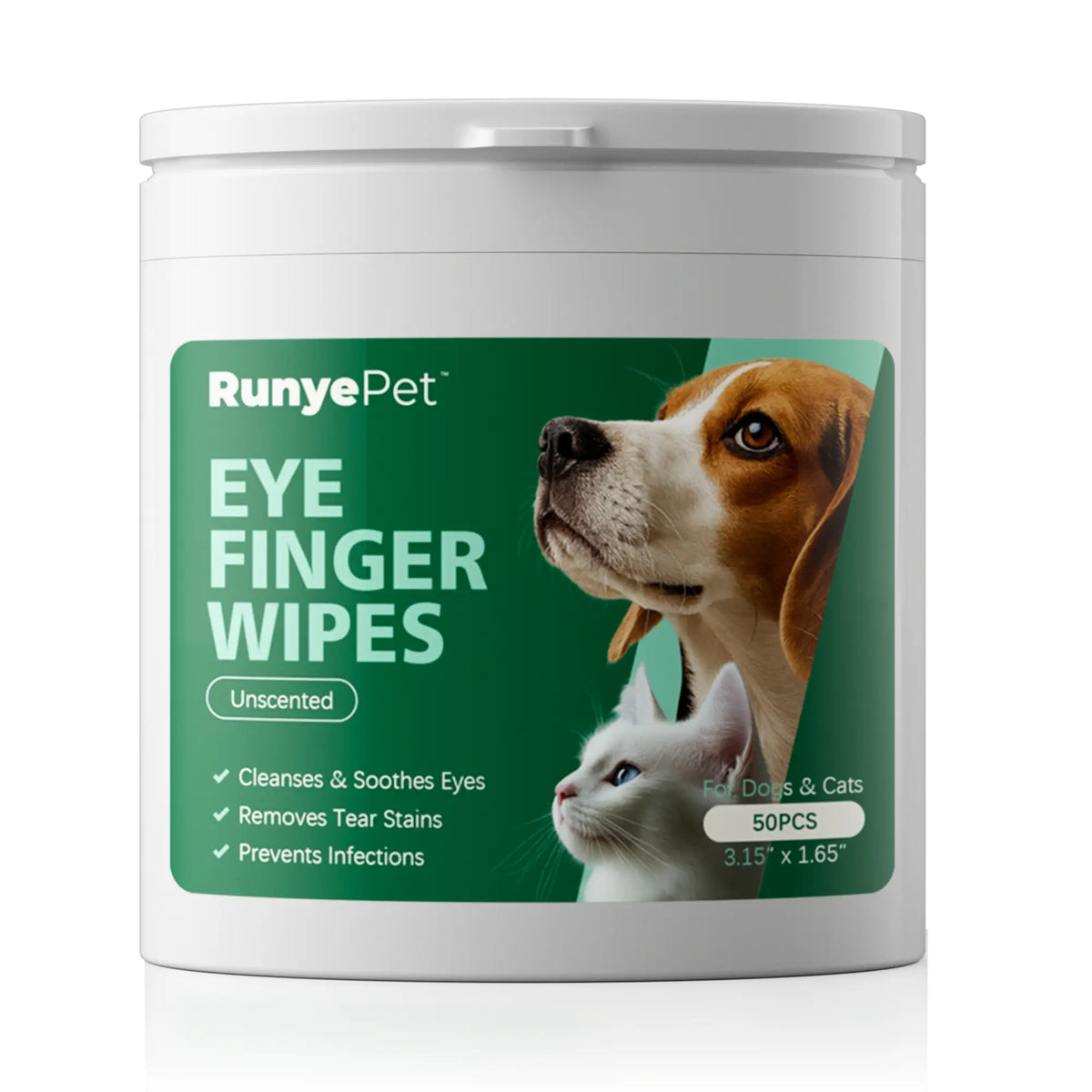 RunyePet Eye Finger Wipes unscented 50 count package