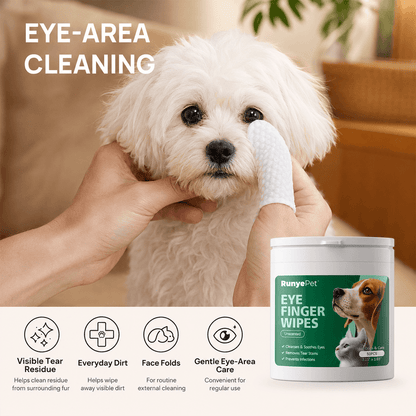 Dog eye finger wipe for daily eye-area cleaning