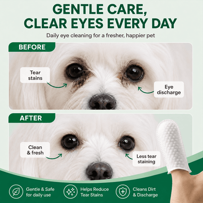 Dog eye wipes for visible tear stain residue cleaning