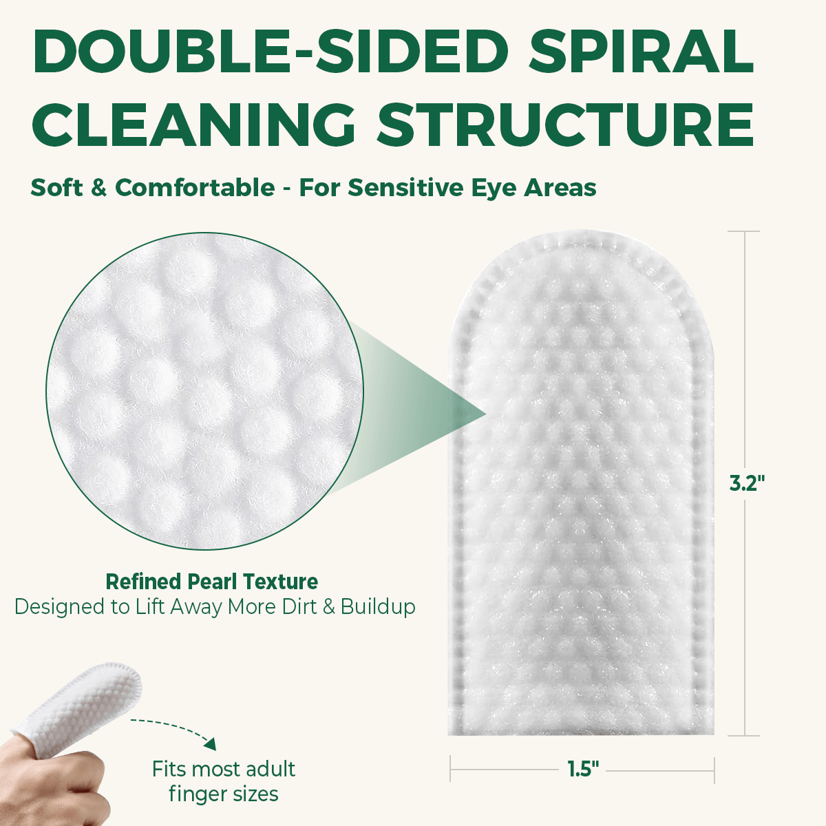 Double-sided finger wipe structure for dog eye-area cleaning