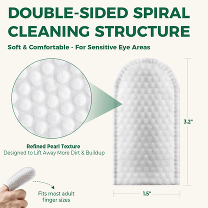 Double-sided finger wipe structure for dog eye-area cleaning