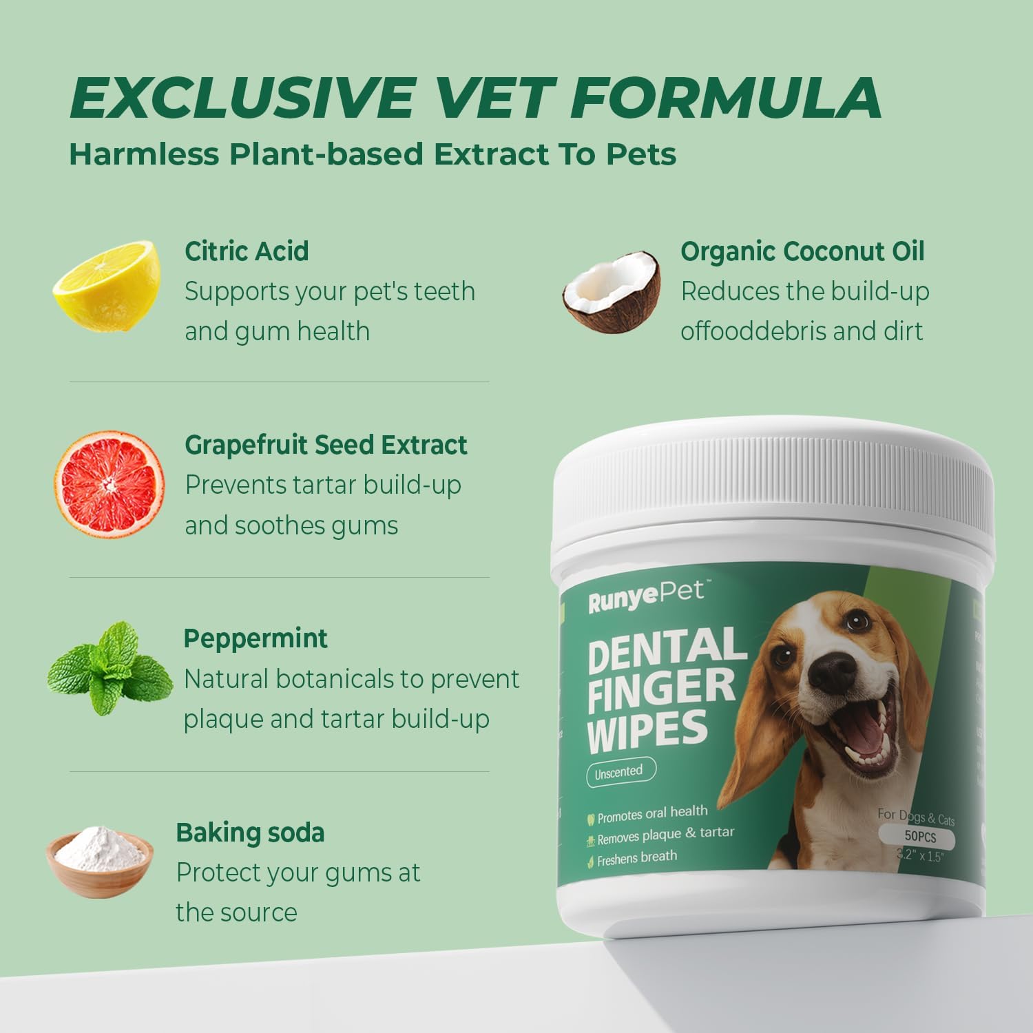 RunyePet® Dental Finger Wipes for Dog &amp; Cats