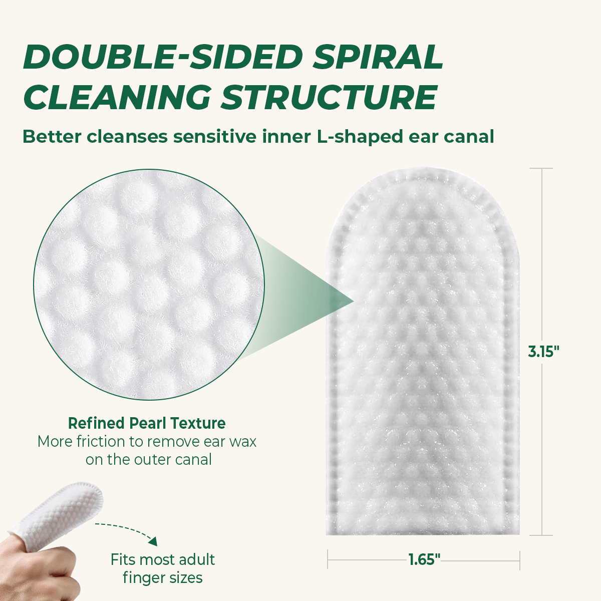 Pet Ear Cleaning Finger Wipes, 50 Count Dog &amp; Cat Ear Wipes with Green Tea Scent, Soft Grooming Pads to Remove Wax &amp; Dirt, Stop Smelly &amp; Itchy Ears, Gentle &amp; Non-Irritating